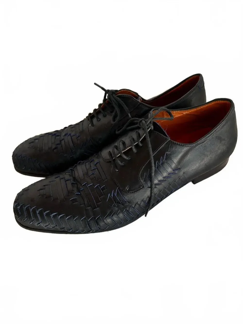 Luxury Etro Milano Black Woven Derby Shoes Men EU 43 US 10
